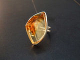 Natural Baltic Lemon Amber Ombre Adjustable Ring in 925 Sterling Silver