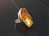 Natural Baltic Lemon Amber Ombre Adjustable Ring in 925 Sterling Silver