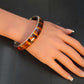 Handmade Natural Baltic Amber Mosaic Bangle Bracelet in 925 Sterling Silver