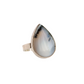 Dendritic Opal Ring in sterling silver with pear-shaped stone and spiny black patterns.