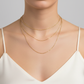 model wearing gold dainty cable chain necklace 16, 18, 20 inch