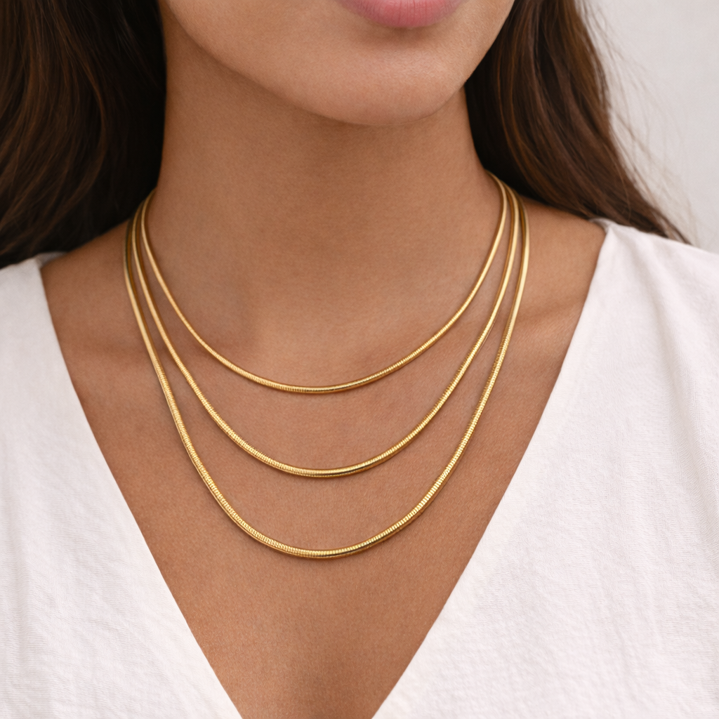 Gold Plated Sterling Silver Snake Chain - Jūratė Amber