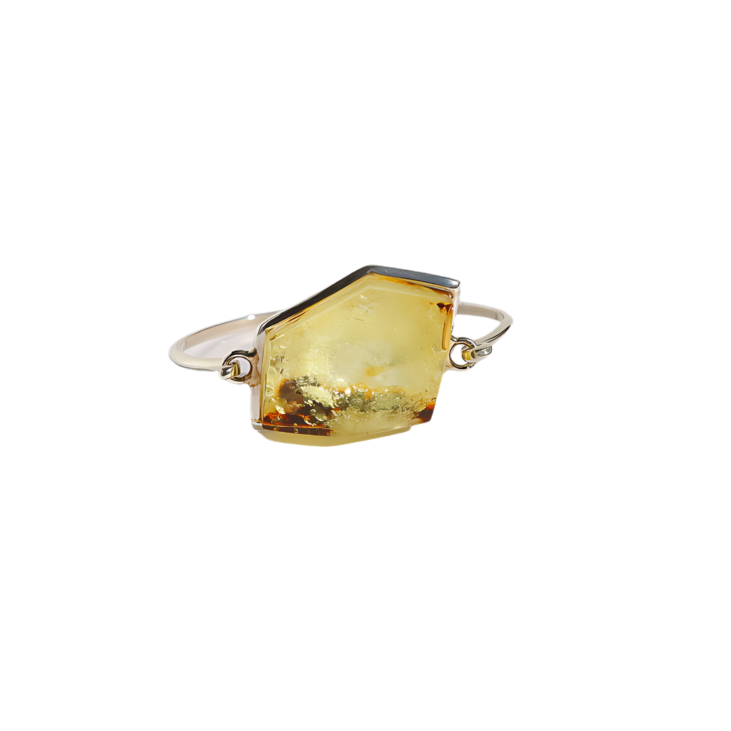 Handmade green amber bracelet in sterling silver by Mariusz Gliwinski.