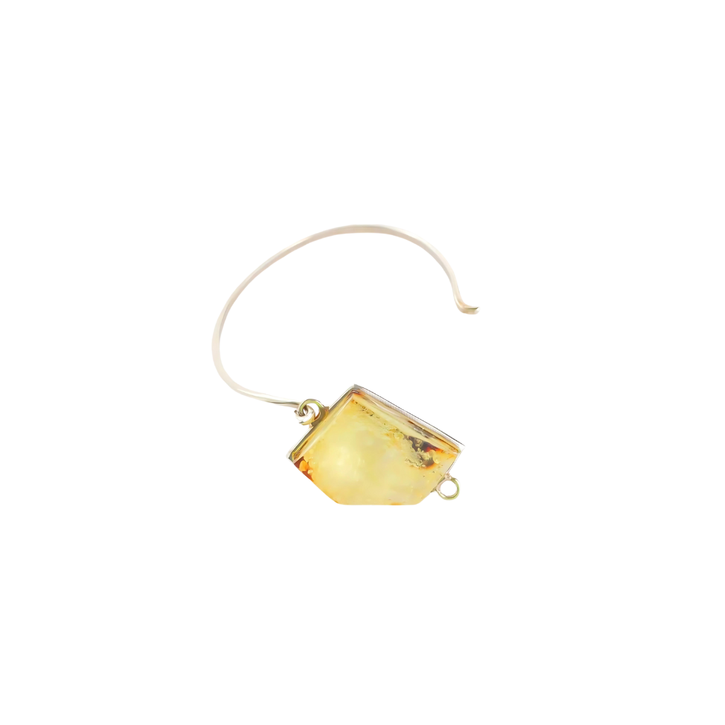 Green amber bracelet by Mariusz Gliwinski, handcrafted with Baltic galaxy green amber and 925 sterling silver, showcasing a unique modern design.