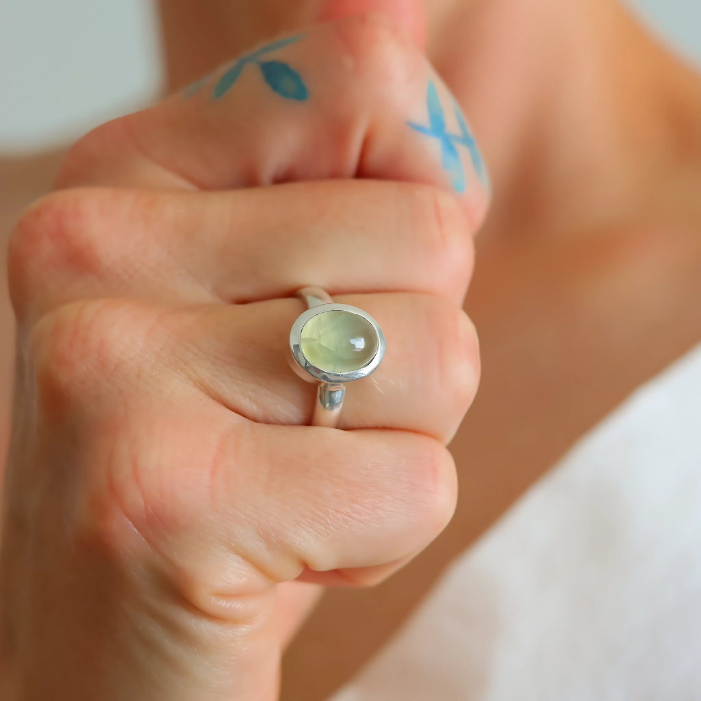 top view green amethyst ring