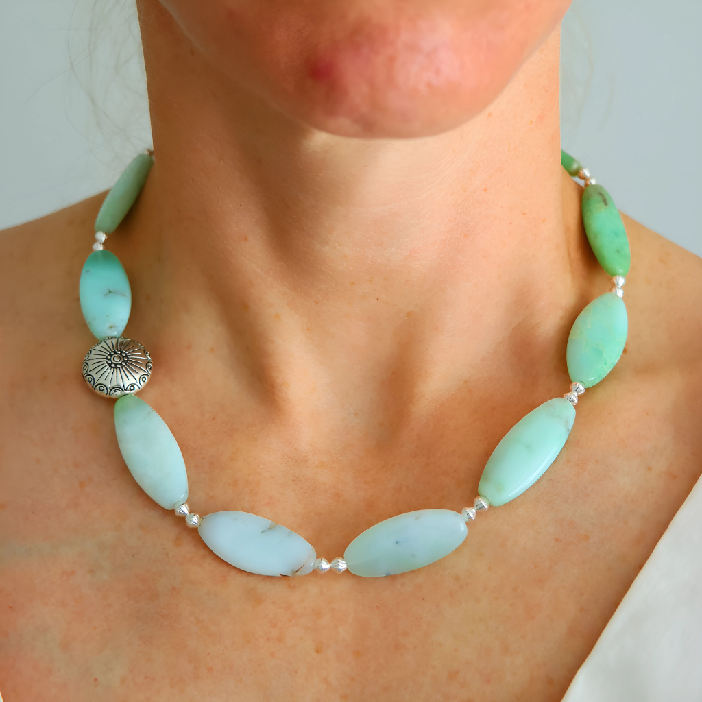 Australian Chrysoprase Necklace – Ombre Green Gemstones-Southwestern