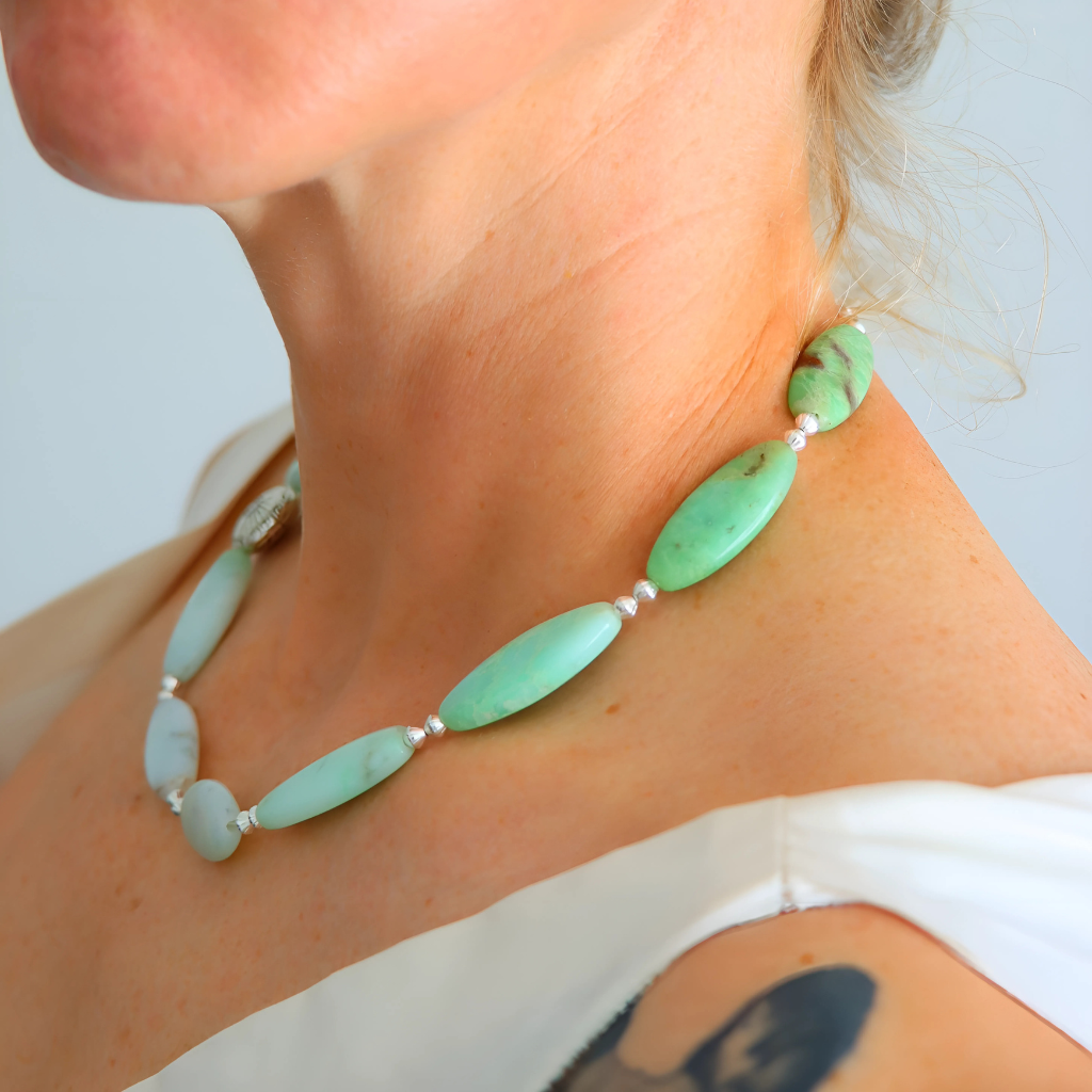 Australian Chrysoprase Necklace – Ombre Green Gemstones-Southwestern
