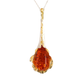 Handmade Baltic amber tulip pendant necklace in brushed sterling silver with gold accents.