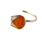 Handmade Baltic cognac amber cuff bracelet in 925 sterling silver with 14k gold plating.