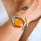Handmade Baltic Cognac Amber Cuff Bracelet in 925 Sterling Silver - Jūratė Amber