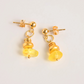 Handmade Baltic amber and gold earrings with dangle design and 14k gold-filled beads.