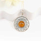 Natural Baltic Cognac Amber Hieroglyph Pendant Necklace in 925 Sterling Silver