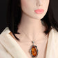 Natural Baltic Cognac Fire Amber Handmade Pendant Necklace