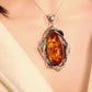 Natural Baltic Cognac Fire Amber Handmade Pendant Necklace