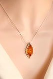 Natural Baltic Cognac Amber Modern-Chic Necklace in 925 Sterling Silver