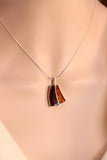 Natural Baltic Lithuanian Cherry and Cognac Amber Modern Boho Necklace in 925 Sterling Silver