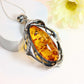 Natural Baltic Cognac Fire Amber Handmade Pendant Necklace