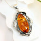 Natural Baltic Cognac Fire Amber Handmade Pendant Necklace