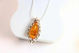 Natural Baltic Cognac Amber Modern-Chic Necklace in 925 Sterling Silver