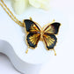 Natural Baltic Amber Monarch Butterfly Pendant Necklace in 14k Gold Plated s925