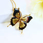 Natural Baltic Amber Monarch Butterfly Pendant Necklace in 14k Gold Plated s925