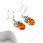 Genuine Baltic Cognac Amber Grape Leaf Earrings in s925