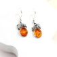 Genuine Baltic Cognac Amber Grape Leaf Earrings in s925