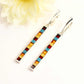 Natural Baltic Amber and Turquoise Mosaic Modern Earrings