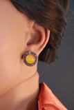 14K Gold Plated Natural Baltic Butterscotch Amber and Purple Amethyst Earrings