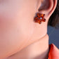 Natural Baltic Cognac Amber Daisy Stud Earrings in 925 Sterling Silver