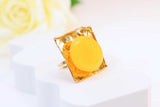 Natural Baltic Butterscotch Amber 14K Gold Plated Statement Ring