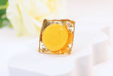 Natural Baltic Butterscotch Amber 14K Gold Plated Statement Ring