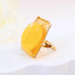 Natural Baltic Butterscotch Amber 14K Gold Plated Statement Ring