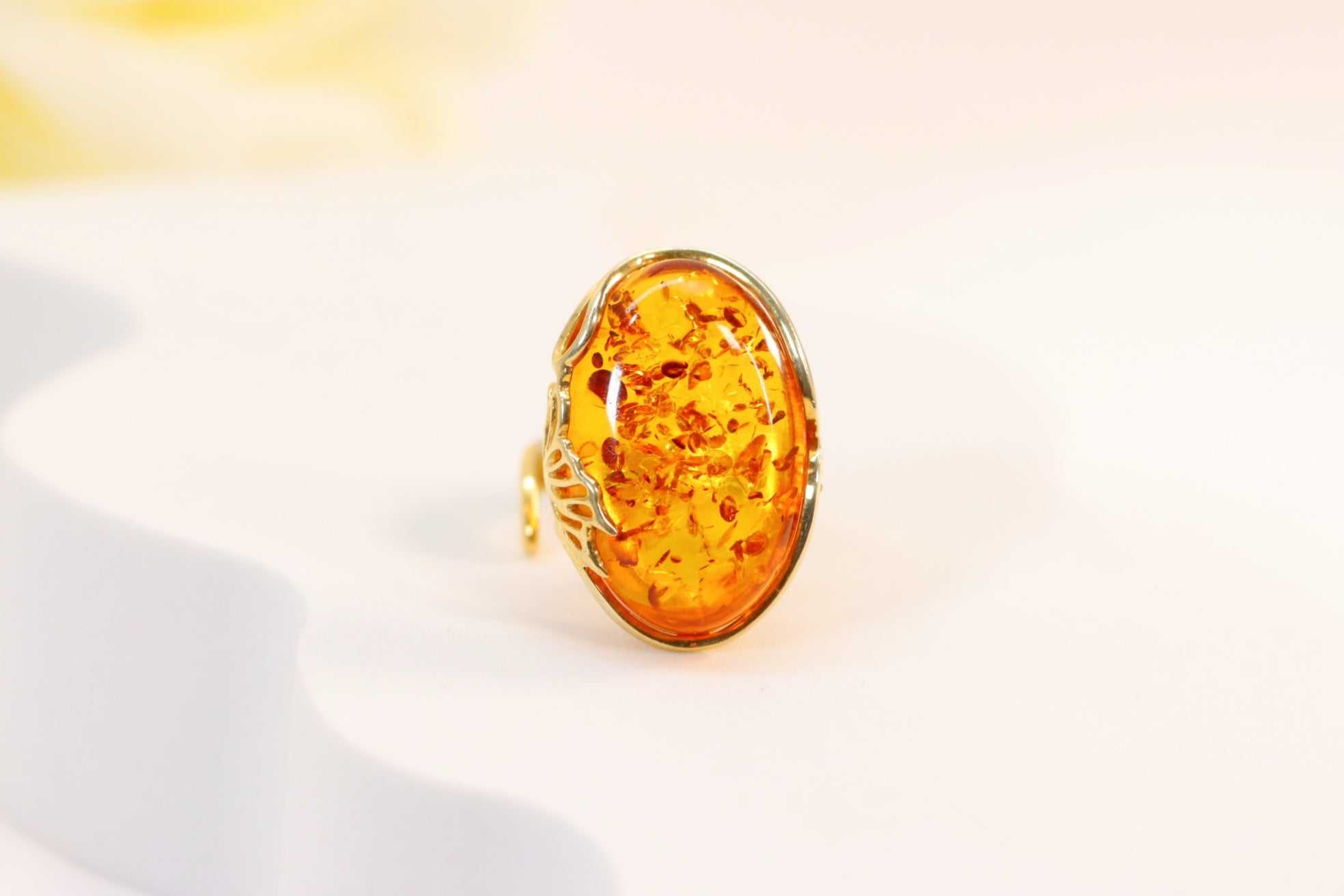 genuine baltic amber adjustable butterfly ring