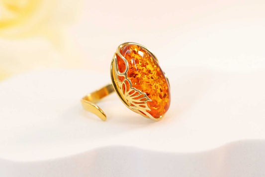 genuine baltic amber adjustable butterfly ring