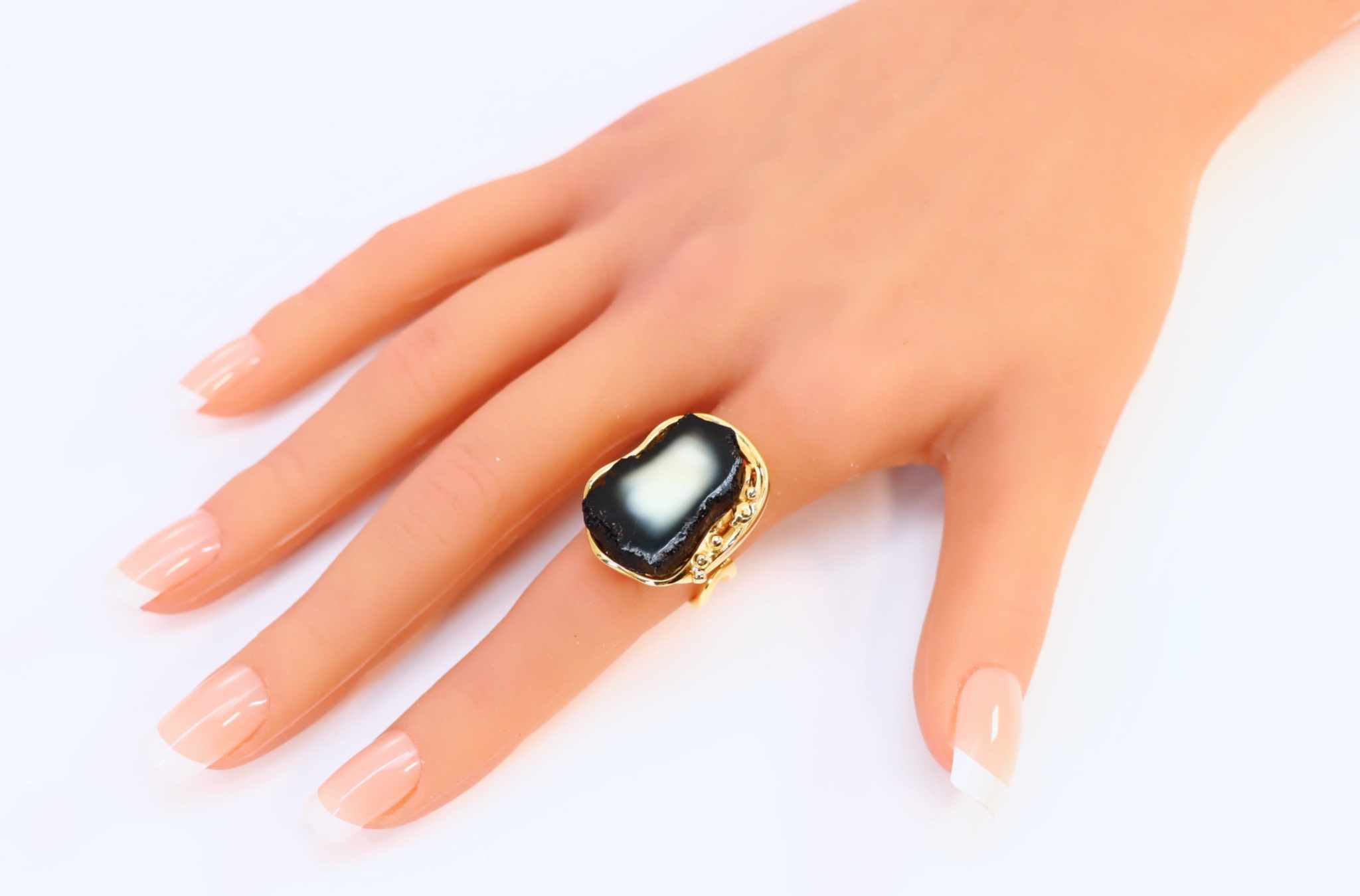 white amber designer ring