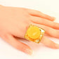 Natural Baltic Butterscotch Amber 14K Gold Plated Statement Ring