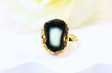 white amber designer ring