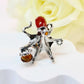 Natural Baltic Cherry Amber Octopus Adjustable Statement Ring in 925 Sterling Silver