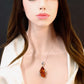 Natural Baltic Cognac Amber Hand-Carved Rose Pendant Necklace in 925 Sterling Silver