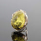 Natural Baltic Green Amber Floral Adjustable Ring in 925 Sterling Silver