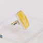 Natural Baltic Lemon and White Marbled Amber Statement Ring in 925 Sterling Silver