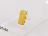 Natural Baltic Lemon and White Marbled Amber Statement Ring in 925 Sterling Silver