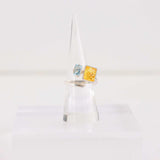 Natural Baltic Lemon Amber and Blue Topaz Adjustable Modern Ring