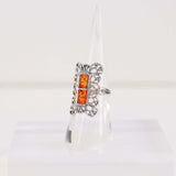 Natural Baltic Cognac Amber Boho Filigree Ring in 925 Sterling Silver