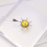 Natural Baltic Lemon Amber Celestial Sun Pendant Necklace