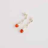 Natural Baltic Cognac Amber Modern Twist Dangle Earrings in 925 Silver