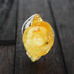 Natural Baltic Lemon Amber Hand-Carved Rose Ring