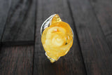 Natural Baltic Lemon Amber Hand-Carved Rose Ring