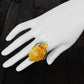 Natural Baltic Lemon Amber Hand-Carved Rose Ring